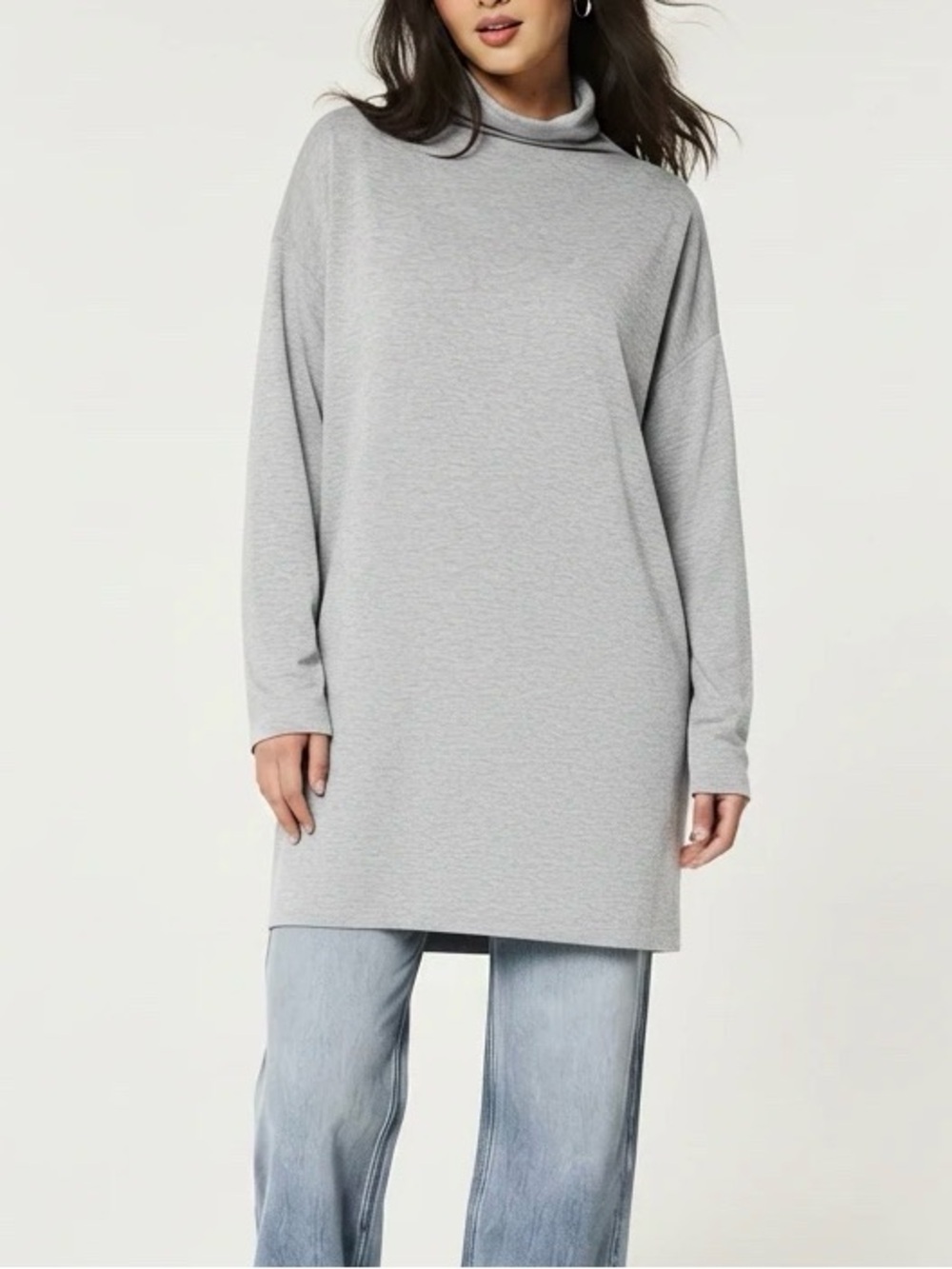 Eileen Fisher Grey Turtle Neck Sweater Dress